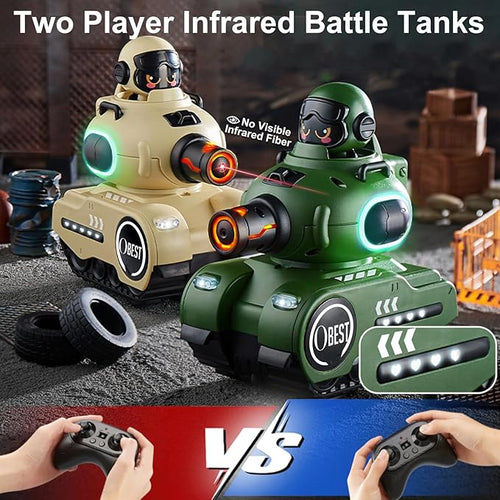 2 Pack Remote Control Battle Tanks RC Battle Tanks with Infrared System Hobby RC Cars RC Tank that Shoots with HP Station Military Army Toys Christmas Birthday Gifts for 6-12 Year Old Boys Girls