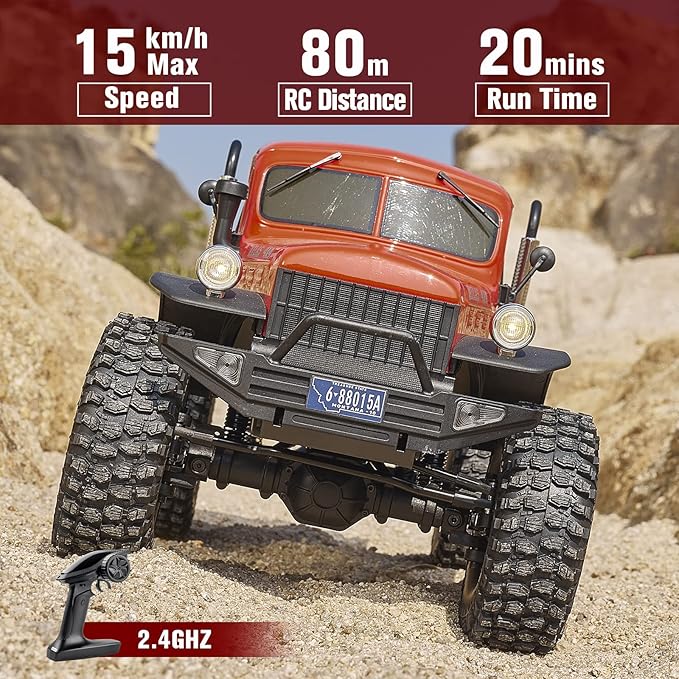 BEEZRC RocHobby 1/10 Scale Atlas 4WD 2.4GHz RC Crawler RC Rock Truck Off Road Hobby Grade Remote Control Car for Adults with Transmitter Need to Complete with Battery (Orange)