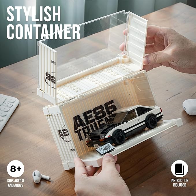 dOMOb Toyota AE86 Trueno Car Building Kit – 327 pcs Building Blocks Set w/Container Display Box – Modular Scale 1:32 Model – Bricks Toy for Kids &amp Adults 8+ – for Boys Hobbyist Collector