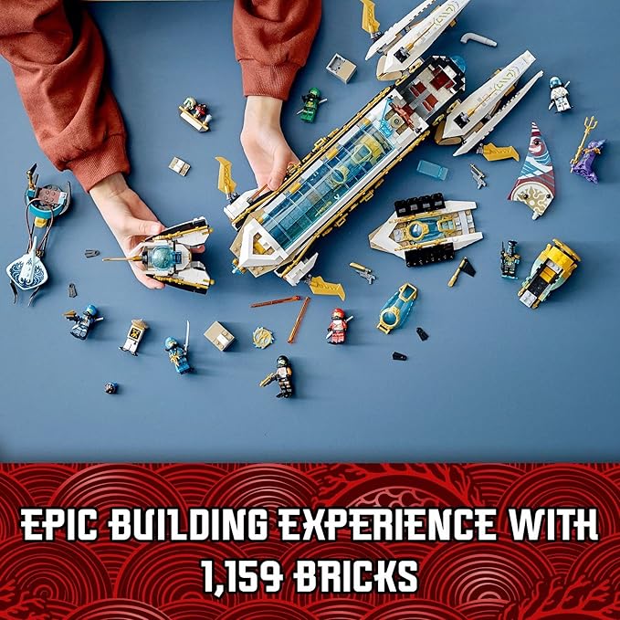 LEGO NINJAGO Hydro Bounty Building Set 71756 Submarine Toy with Kai and NYA Minifigures Ninja Toys Gifts Presents for Kids Boys Girls Age 9 Plus Years Old