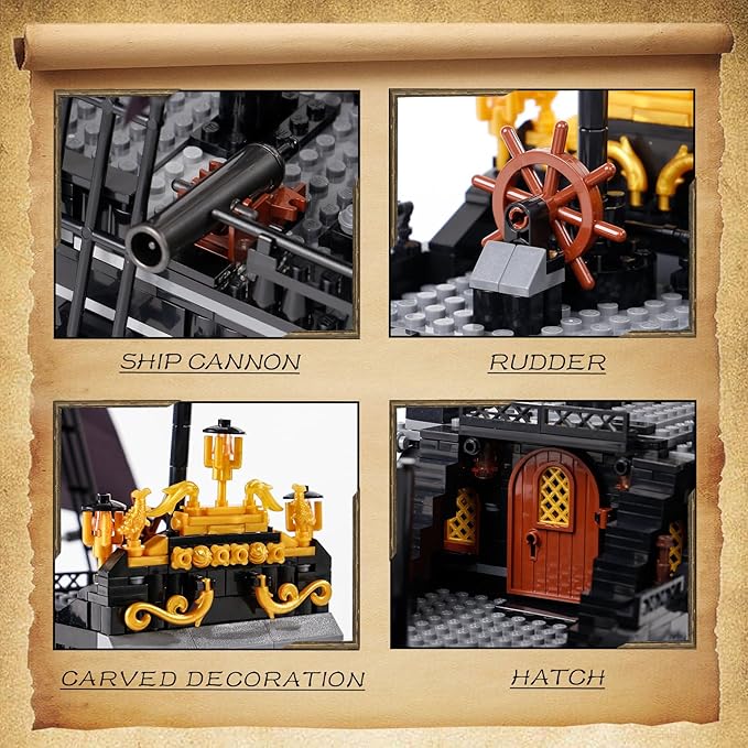 1424PCS Pirate Ship Building Blocks ToysCreator Architecture CorsairBuilding Set(Not Compatible with Lego Pirates of The Caribbean) Wonderful Choice for 6+ Boys Girls or Adults