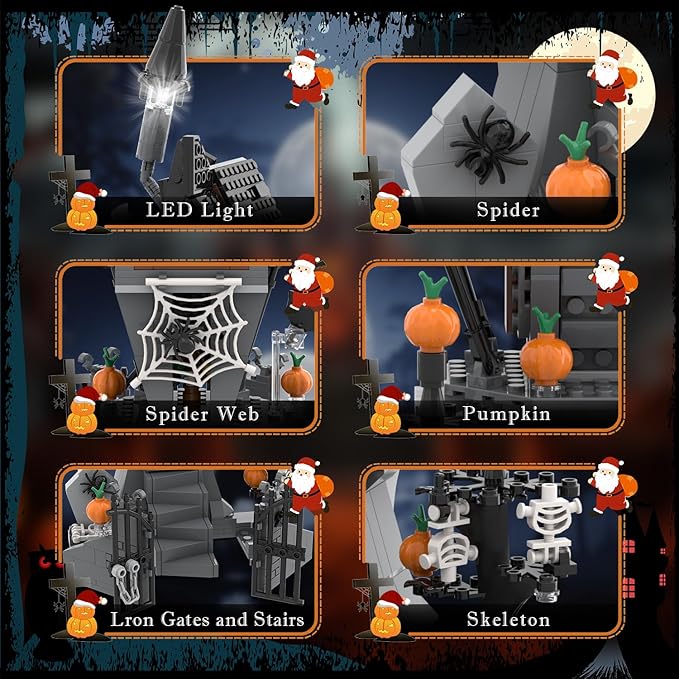 Haunted House Building Toys with Light Night Before Halloween Haunted Mansion Building Set for Movie Fans and Kids Compatible with Lego 581 PCS