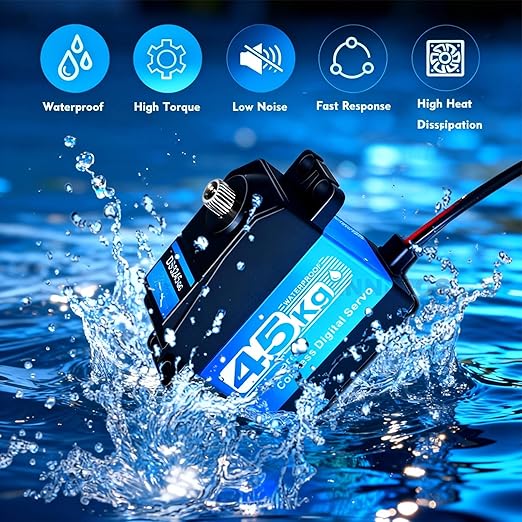 2 Packs 45KG High Torque Servo 8.4V Coreless RC Steering Servo Motors Stainless Steel Gear Low Profile Waterproof for 1/8 1/10 1/12 Scale Cars DIY Robotic-270 Degree