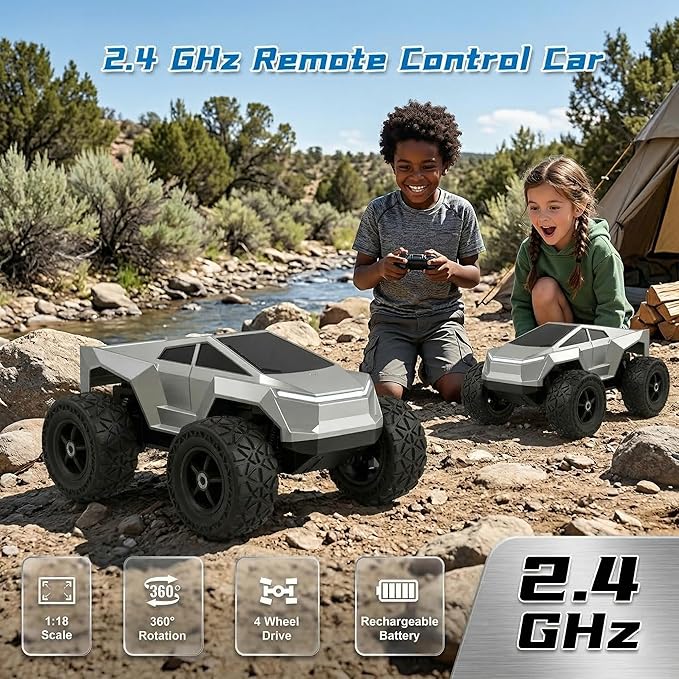 Cyber Toy Car for Kids - 1/18 Cyber Remote Control Car Hobby Monster Truck Toys 2.4GHz Off-Road Vehicles Birthday Gifts for Boys 4-6 Years Old Kids Age 5-7