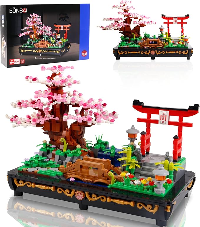 Cherry Blossom Meaningful Bonsai Tree Building SetsJapanese Style Sakura Tree Mini Building Blocks(1286 PCS)Enjoy Your Own Beautiful Display Show Present for Kids and Adults
