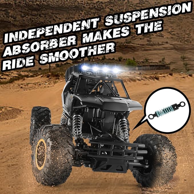RC Cars Remote Control Car 1:12 Off Road Truck Metal Shell LED Headlights Offroad Monster RC Truck 4x4 All Terrain Hobby RC Cars Toys for Boys Kids Adults Gifts 8-12