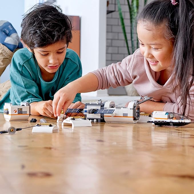 LEGO City Space Lunar Space Station 60227 Space Station Building Set with Toy Shuttle Detachable Satellite and Astronaut Minifigures Popular Space Gift (412 Pieces)