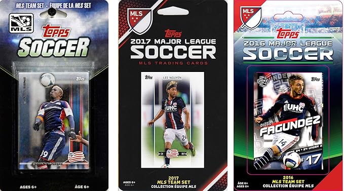 C&ampI Collectables MLS New England Revolution Men's 4 Different Licensed Trading Card Team Sets White