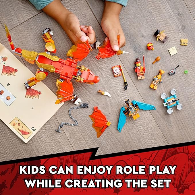 LEGO NINJAGO Kai’s Fire Dragon EVO Toy 71762 for Kids with Cobra &amp Boa Snake Warrior Figures and Kai Minifigure Collectible Mission Banner Series