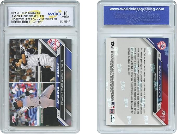 2024 Topps Now Dual Aaron Judge &amp Derek Jeter NY Yankees HR Captain Card #76 - Graded GEM Mint 10