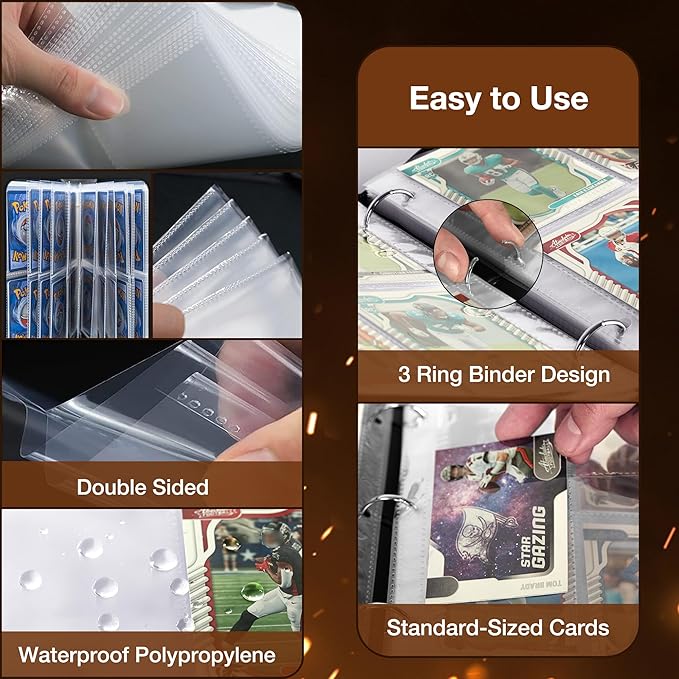 Football Card Binder2025-2026 Sports Trading Card with Sleeves Holder Album990 Pockets Rugby Card Holder Sheets Display Storage Protectors for Collectors Boys and Girls Gift