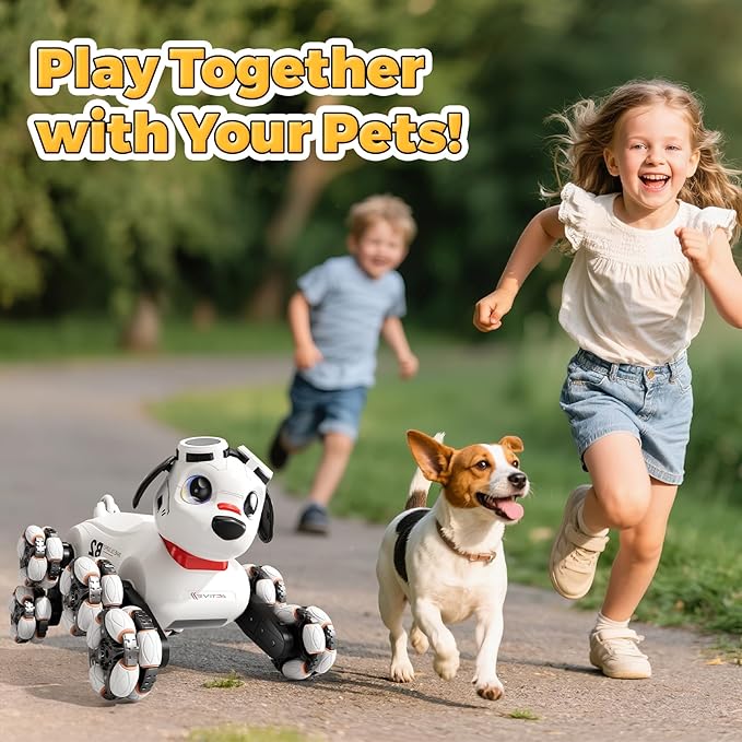 Remote Control Robot Dog Toys 6-8 8WD Gesture Sensing Rc Stunt Car with Light and Music Robot Pet Dog Toys for Kid Boys Christmas Birthday Gifts Age 8-12