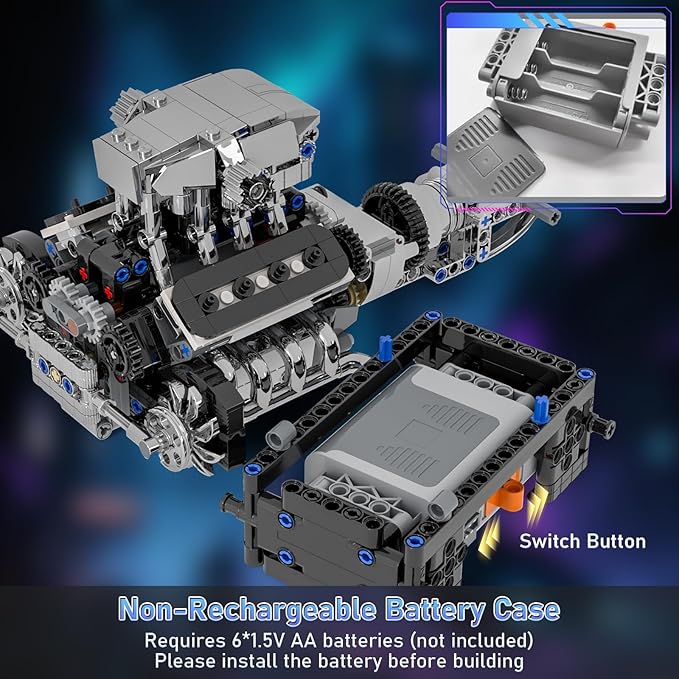 V8 Engine Building kit for Kids Adults Runnable Engine Model Building Sets 737 Pcs 8-Cylinder STEM Engine Building Engineering Toys for Kids Best Birthday Gifts Ideas for Boys Girls 89101214+