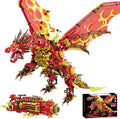 Armored Flaming Dragon Building Blocks Set Mechanical Style Red Dragon Model with Flame Details 3D Construction ToyIdeal Gift for Adults &amp Teens.