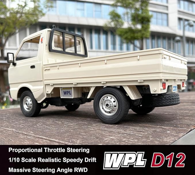 WPL D12 RC Car 1/10 RC Drift Car RTR Remote Control Car Kei Truck Crawler Off Road 2.4G with Proportional Throttle Steering 260 Motor Rear Drive Hobby Grade Toy Adult Age 16+