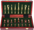 Agirlgle Retro Metal Chess Set with Folding Wooden Chess Board and Classic Handmade Standard Pieces Metal Chess Set for Kids Adult