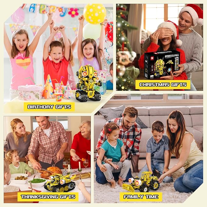 5-in-1 Remote Control STEM Robot Building Kit with LED Light – Transformable Models Eco-Friendly Rechargeable App-Controlled Engineering Toy for Kids 6+ (673PCS)
