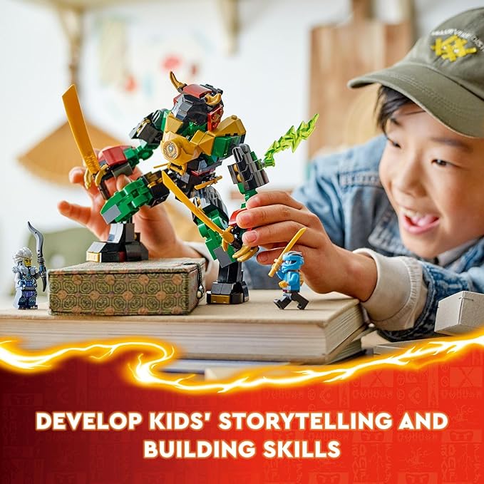 LEGO NINJAGO Lloyd’s Elemental Power Mech Customizable Battle Toy with 3 Ninja Action Figures Adventure Playset for Boys and Girls Ninja Gift Idea for Kids Ages 7 and Up 71817