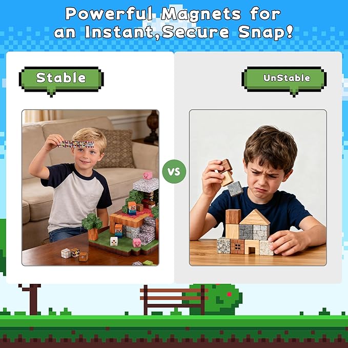 Magnetic Blocks 100 Pcs Building Cubes Game Build Forest World Set Stem Sensory Montessori Kids Toys for Toddlers Boys Girls Ages 3+ Stacking Magnets Tiles for Christmas Birthday Gifts