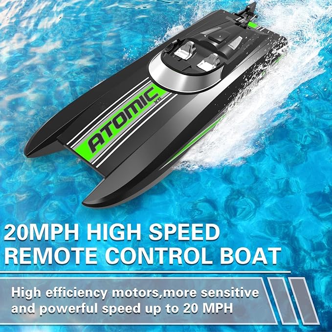 volantexrc Remote Control Boats for Pools and Lakes 20+MPH AtomicXS High Speed RC Boat for Adults Toy Boat Gifts with 2 Batteries &amp Reverse Function (795-5 Black)