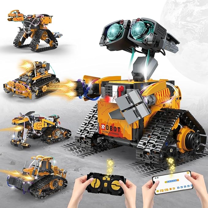 5 in 1 STEM Robot Building Kit 673 Piece APP/Remote Control Mech RC Robotics for Kids Ages 8-12 Educational Science Kit Coding Robots Toy Building Set Birthday Gifts for Boys Age 8-14+
