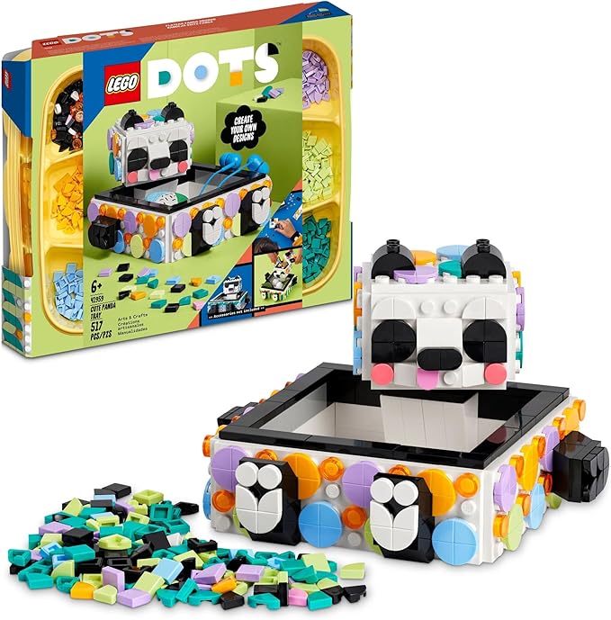 LEGO DOTS Cute Panda Tray 41959 Toy Crafts Set DIY Jewelry Box Desk Tidy or Storage Trays Personalisable Animal Gift Idea for Kids Age 6 Plus
