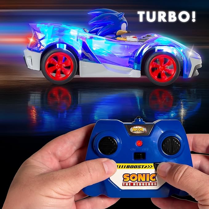 NKOK Team Sonic Racing R/C Ready to Run Sonic Glow Racer with Turbo Boost and Lights