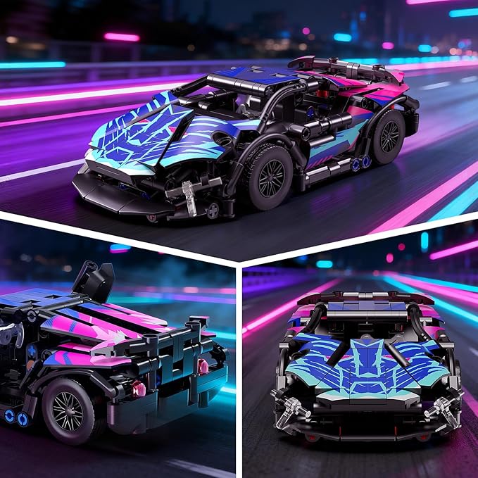 Sports Car Building Block Set for Boys &amp Adults 1:18 Cyberpunk Race Car Model Kit MOC Collectible Supercar Toy Birthday Gifts for Kids Boys Girls Teens Age 8-12 14+