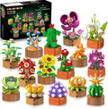 HOGOKIDS 15 Pack Flowers Succulents Mini Building Set for Adults Kids - 1314PCS Flower Plant Botanical Collection 3.6MM Bricks Toys Home Office Décor Easter Gifts for Women Boys Girls Age 6+