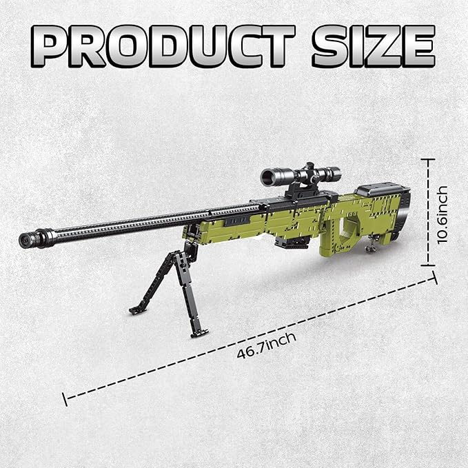 Sosuy Building Block Gun Sets AWM 1:1 DIY Shootable Sniper Model Guns Army Toys for Adult Teen Boys Birthday Gifts for Men Kids Age 8+ Realistic Bricks Collection for Military Fan 1628PCS