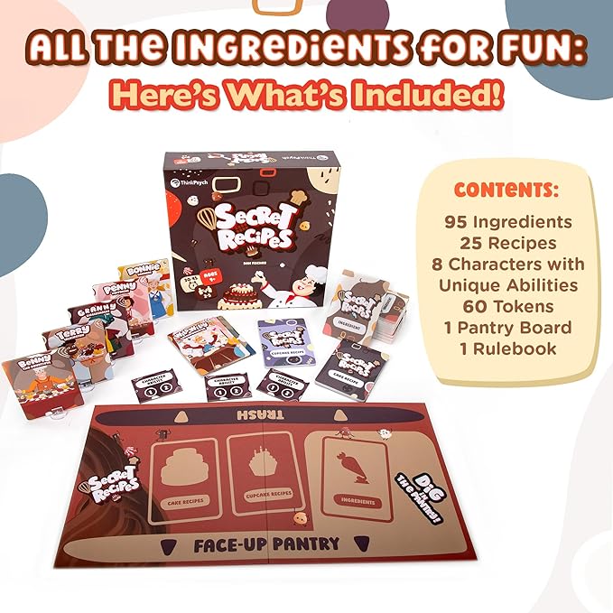 ThinkPsych Secret Recipes - The Sneaky Baking Game for The Whole Family - 2-5 Players - Family Board Games for Kids and Adults - Ages 9+