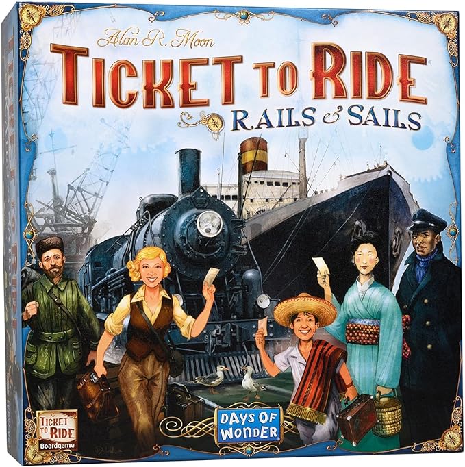 Asmodee Ticket to Ride Rails &amp Sails Board Game - Train Route-Building Strategy Game Family Fun for Kids &amp Adults Ages 10+ 2-5 Players 90-120 Minute Playtime
