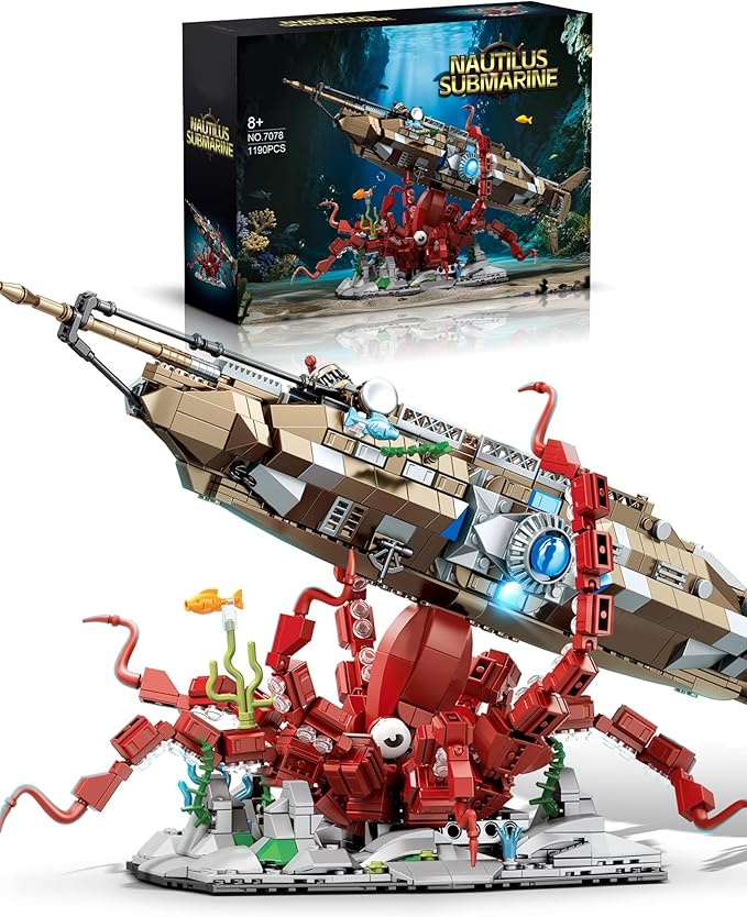 Octopus &amp Underwater Submarine Building Block Set for Adults Compatible with Lego Octopus Ocean Animal Collection Toy for Home/Office Decor Ideas Gifts for Christmas Birthdays