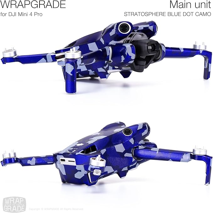 WRAPGRADE Skin Stickers Compatible with DJI Mini 4 Pro | Full Wrap (Stratospher Blue Dot Camo)