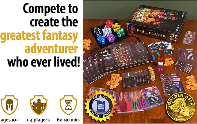 Roll Player Board Game | Dice Game of Fantasy Character Creation | Competitive Strategy Drafting &amp Dice Placement | Adults &amp Family Game | 60-90 Minutes for 1-4 Players by Thunderworks Games
