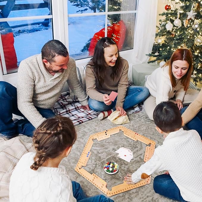 Jokers and Marbles Board GameReal Beech Wooden Marble Game for 2-8 PlayerBest Family Board Game for Game NightsHolidays and Casual Social Gatherings