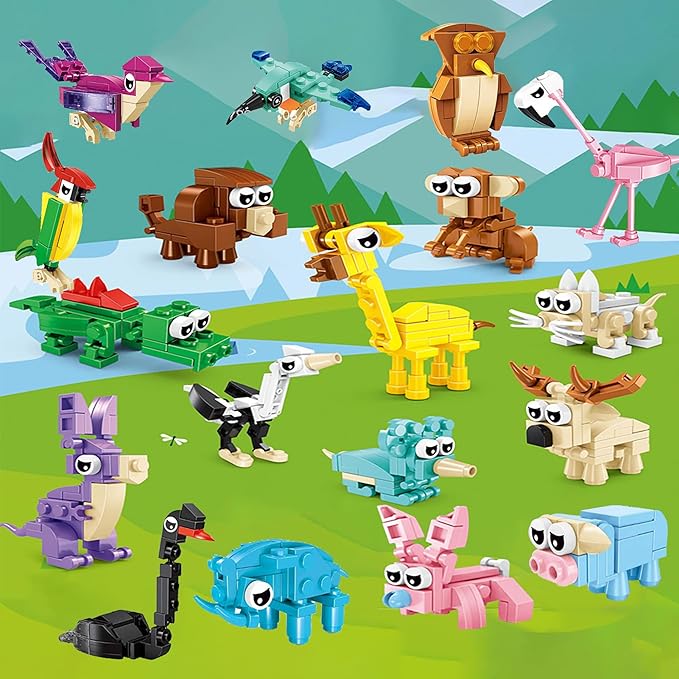 30 Pack Mini Animal Building Blocks Party Favors for Kids with 90 ModelsClassroom PrizesBirthday GiftsEasterChristmasValentine's Day Toys for Boys Girls Ages 6+