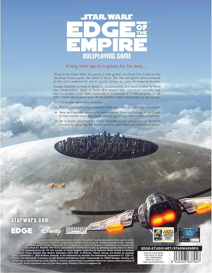 Asmodee Star Wars: Edge of The Empire Roleplaying Game The Jewel of Yavin Adventure Module - Heist Set in Bespin’s Cloud City Detailed Locations &amp Campaign Tools RPG for Ages 14+ 3-5 Players