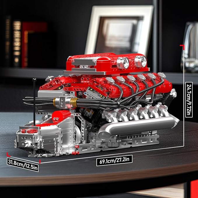 Mould King V12 Engine Model Kit That Runs MOC Engineering Model Building Kit with Battery and Motor 3472 PCS STEM Engineering Building Blocks for Adults