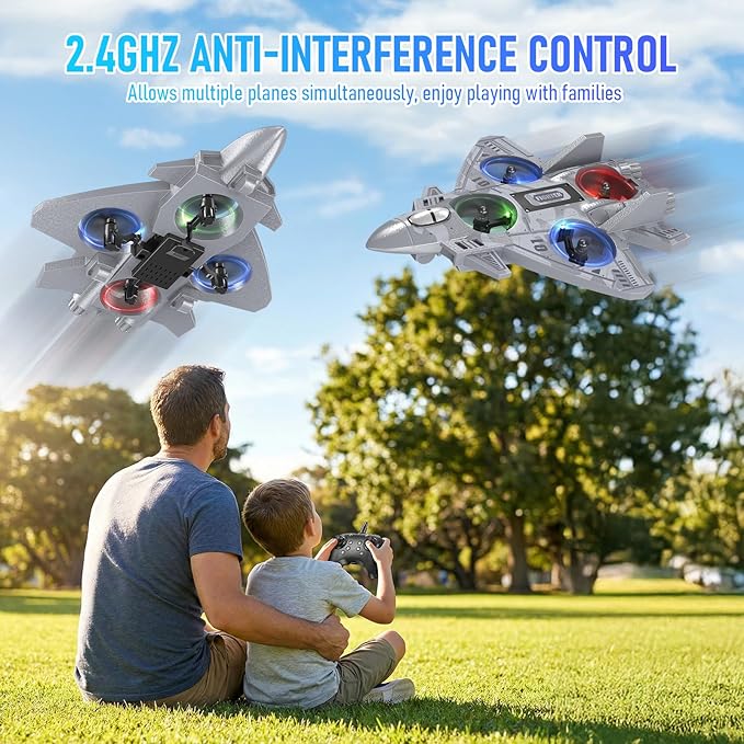 RC Plane Remote Control Airplane Drone for Kids Ages 8+ RC Planes Foam Airplanes for Adults Kids Fighter Jet Toy with Lights 360°Flip and 3 Speed Modes Airplane Toys Gifts for Teenage Boys