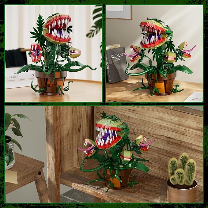 Millionspring Piranha Plant Audrey II 2 Building Blocks Set Toys Kit Horrors Flower Shop Decoration Valentine Gift for Tv Film Fans Families Friends 12+ On Halloween Birthday Christmas