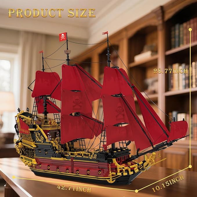 Reobrix Revenge Pirate Ship Building Block Set for Adults 5666+ Pieces Historical Model Kit 66049 Collectible Sailing Ship Boat Construction Toy Christmas Birthday Gifts