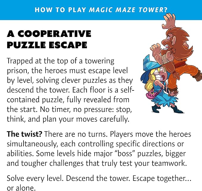 Magic Maze Tower – Puzzle Adventure in the Award-Winning Magic Maze Universe | Solo &amp co-op | 91 Challenges | Real-time Play | Ages 9+ | 1–4 Players | 30 min | FSC®