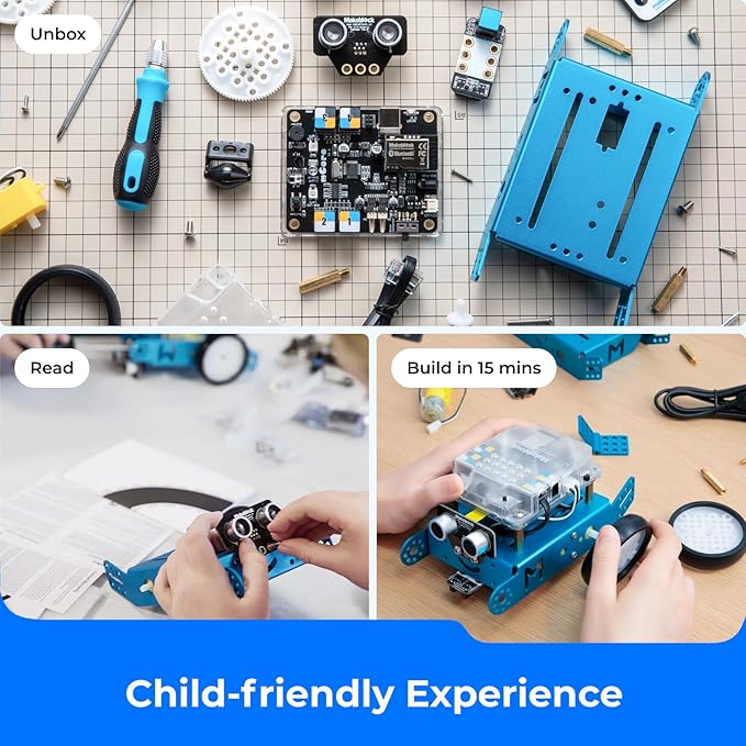Makeblock mBot Robot Kit with Scratch Coding Box STEM Projects for Kids Learn to Code with Scratch Arduino Programmable Robot with 4 Programming Learning Projects Gifts for Boys Girls Aged 8-12