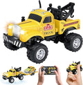 MOONTOY 1:64 Scale Mini Alloy Truck RC Car with LED Lights 2.4Ghz Remote and App Control Toy Car 3-Speed Adjustment Pocket Toy Car for Kids 4-8 Years and Adults (Yellow)