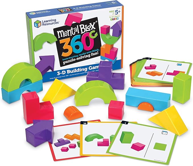 Learning Resources Mental Blox 360 Degree 3-D Building Game - 55 Pieces Ages 5+ Educational Board Games Mental Puzzles for Kids Brain Teaser Games
