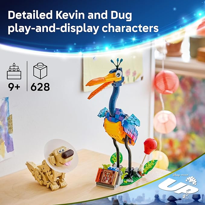 LEGO Disney and Pixar Kevin &amp Dug Building Toy - 'Up' Movie Set for Girls &amp Boys Ages 9+ - Disney Gift for Kids &amp Fans - Kids Bedroom or Desk Decor - 43290