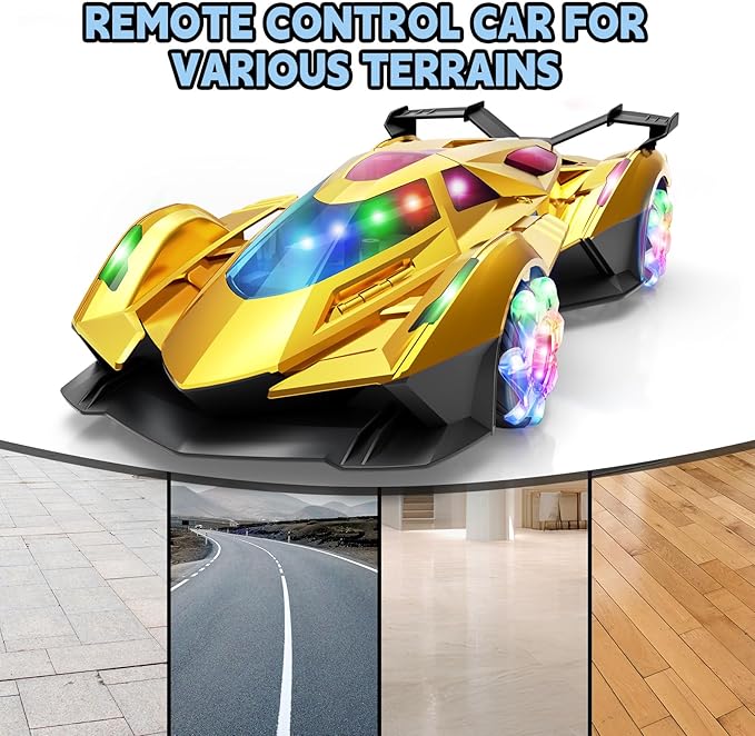 SASBSC Lamb Remote Control Car for Boys 4-7 8-12 Rc Cars with 360° Rotation Spray Music &amp Lights 1:12 Rechargeable Rc Car Toys 10-12km/h Sport Race Toy Cars Gifts for Kids (Gold)