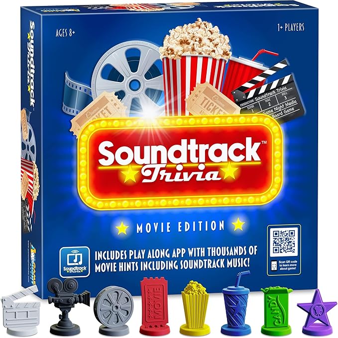 Soundtrack Trivia Movie Trivia Game for Adults | Name The Movie from a 15 Second Music Clip | Board Game for Adults Kids Ages 8+ 1 or More Players | Music Game with Companion App