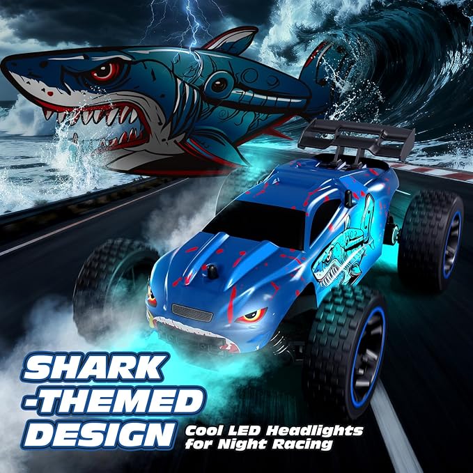 Tecnock RC Cars for Kids 1:18 Scale 2WD RC Car with USB-C Easy Charging 2.4GHz Remote Control Car with LED Lights &amp 50 Mins Playtime Toys Gifts for Boys &amp Girls Ages 8-12